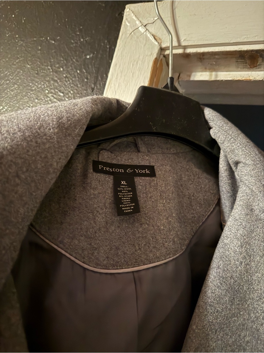 Preston & York Light Gray Wool-Blend Pea Coat